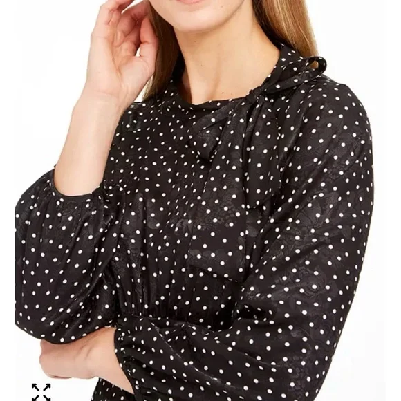 Calvin Klein Black Polka Dot Jacquard Midi Dress NWT Size 14 - Picture 10 of 11